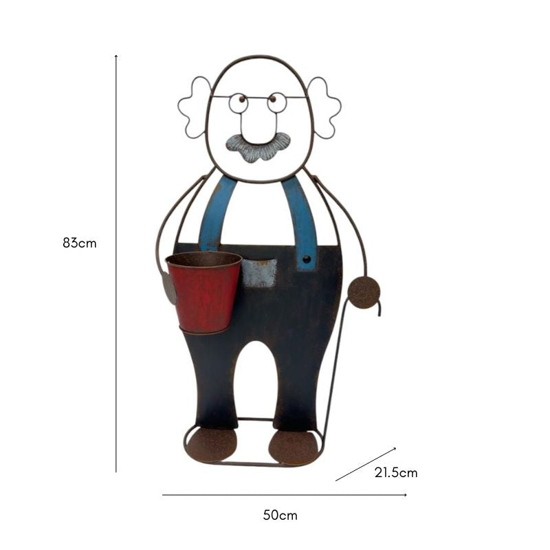 Willow &amp; Silk Colourful Grandpa w/Flower Pot 50x21.5x83cm