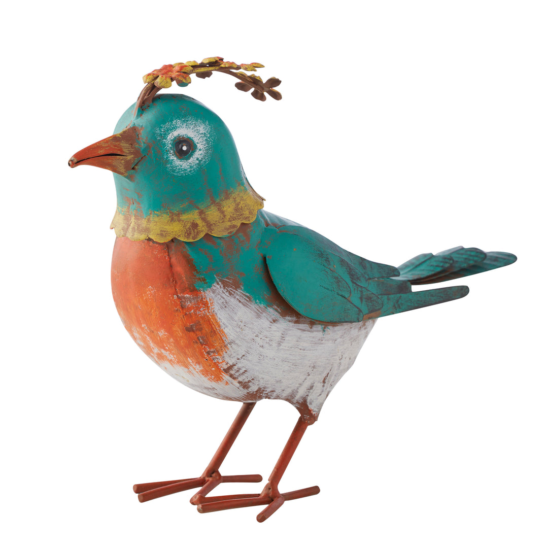 Willow &amp; Silk Colourful Green Bird Decoration 21x9x18.5cm