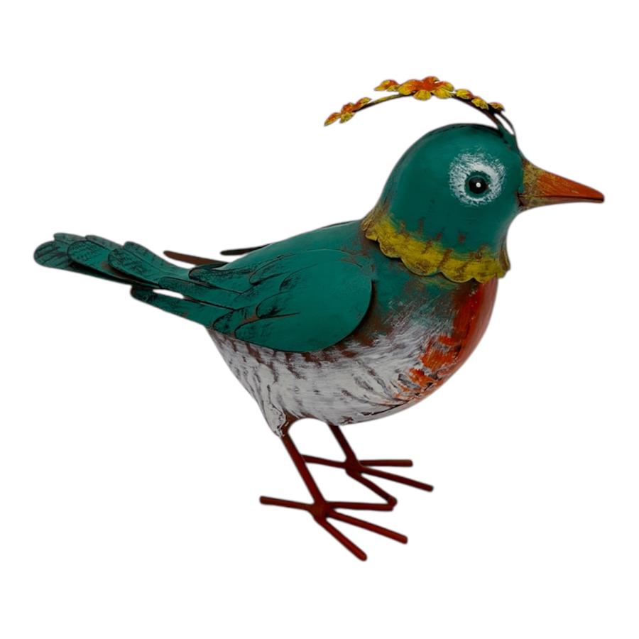 Willow &amp; Silk Colourful Green Bird Decoration 21x9x18.5cm