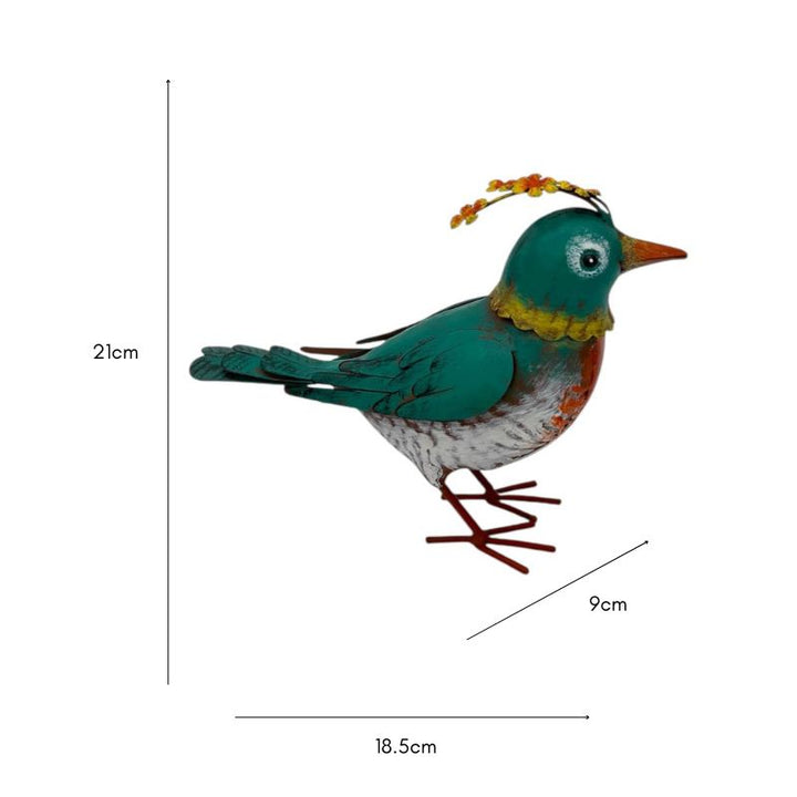 Willow &amp; Silk Colourful Green Bird Decoration 21x9x18.5cm