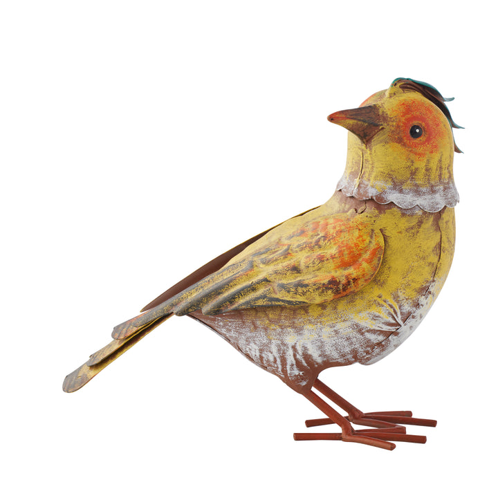 Willow &amp; Silk Colourful Yellow Bird Decoration 18.5x9x17cm