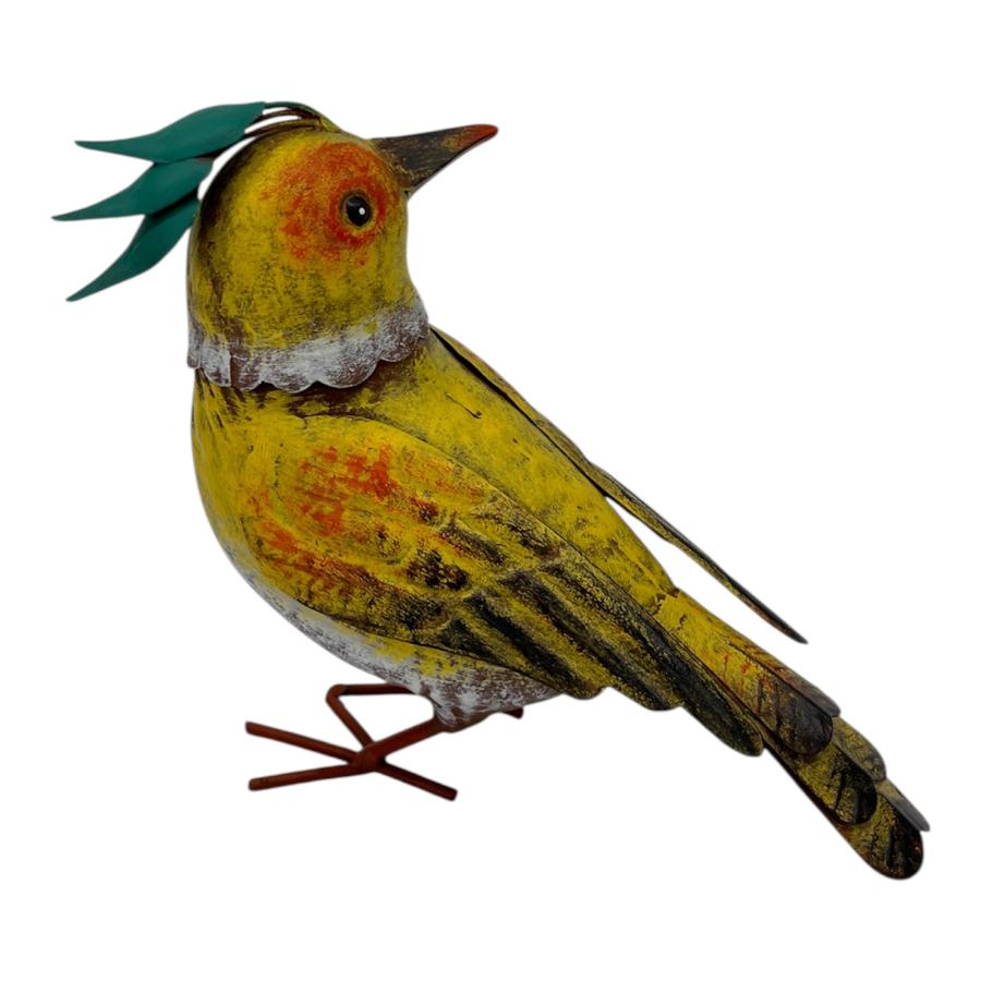Willow &amp; Silk Colourful Yellow Bird Decoration 18.5x9x17cm