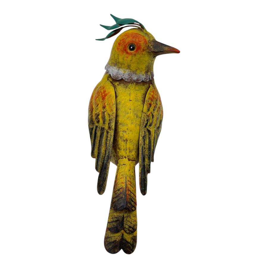 Willow &amp; Silk Colourful Yellow Bird Decoration 18.5x9x17cm