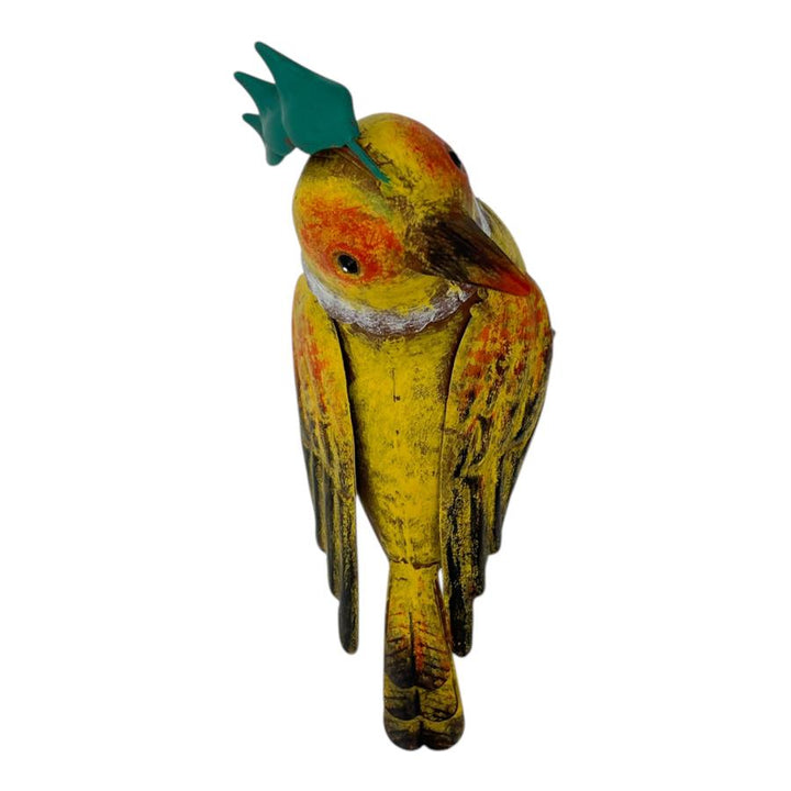 Willow &amp; Silk Colourful Yellow Bird Decoration 18.5x9x17cm