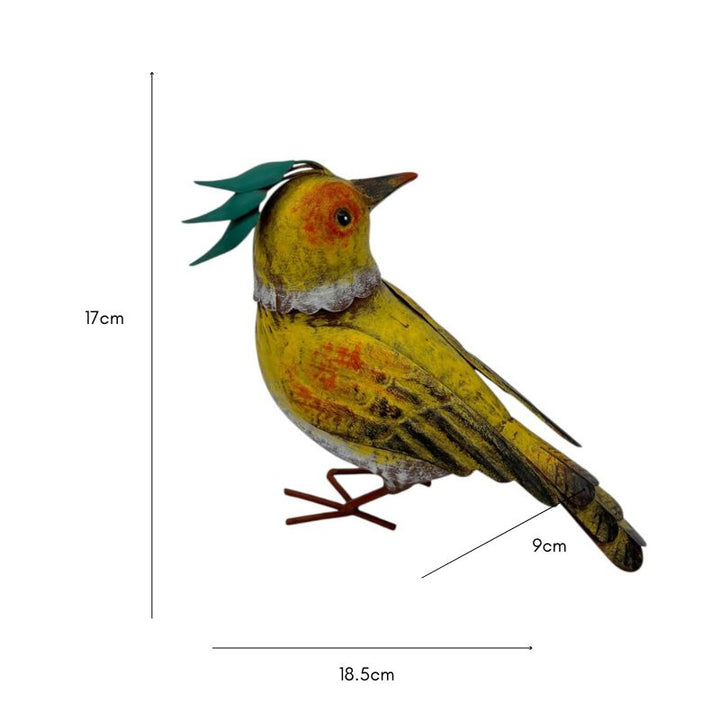 Willow &amp; Silk Colourful Yellow Bird Decoration 18.5x9x17cm