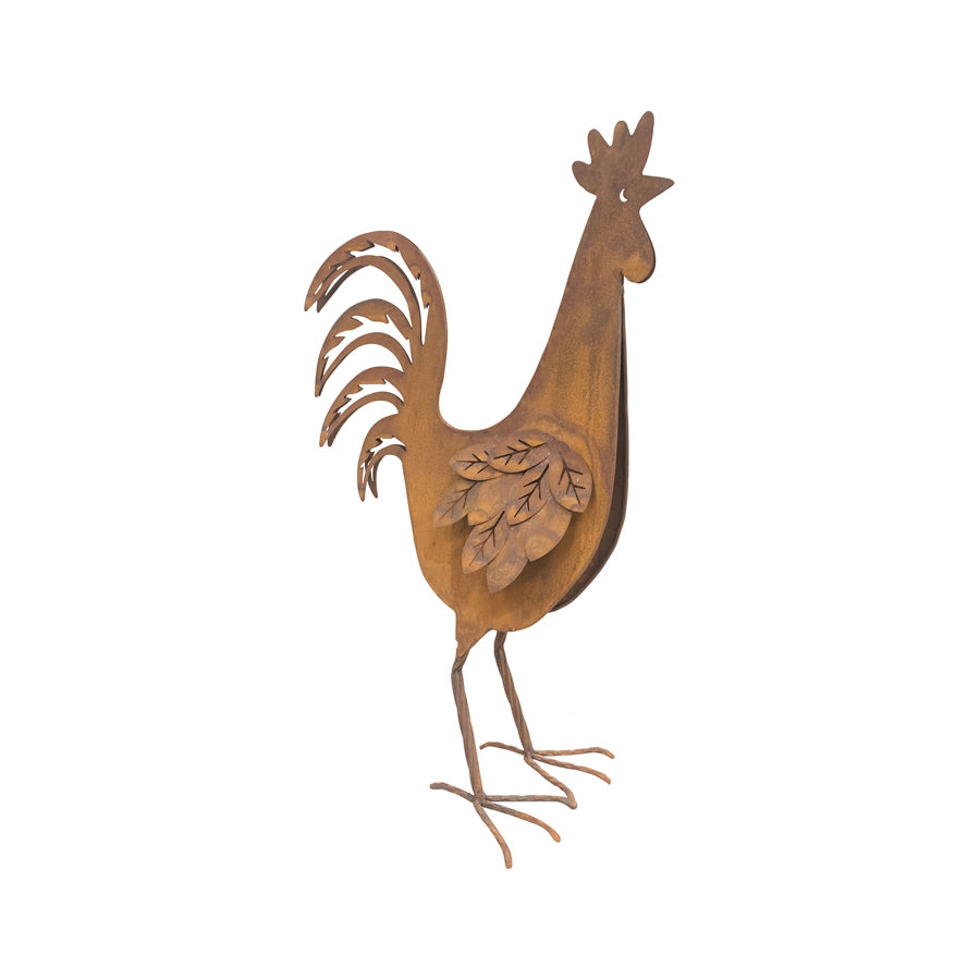 Willow &amp; Silk Rusty 48cm Rooster Garden Figurine/Statue