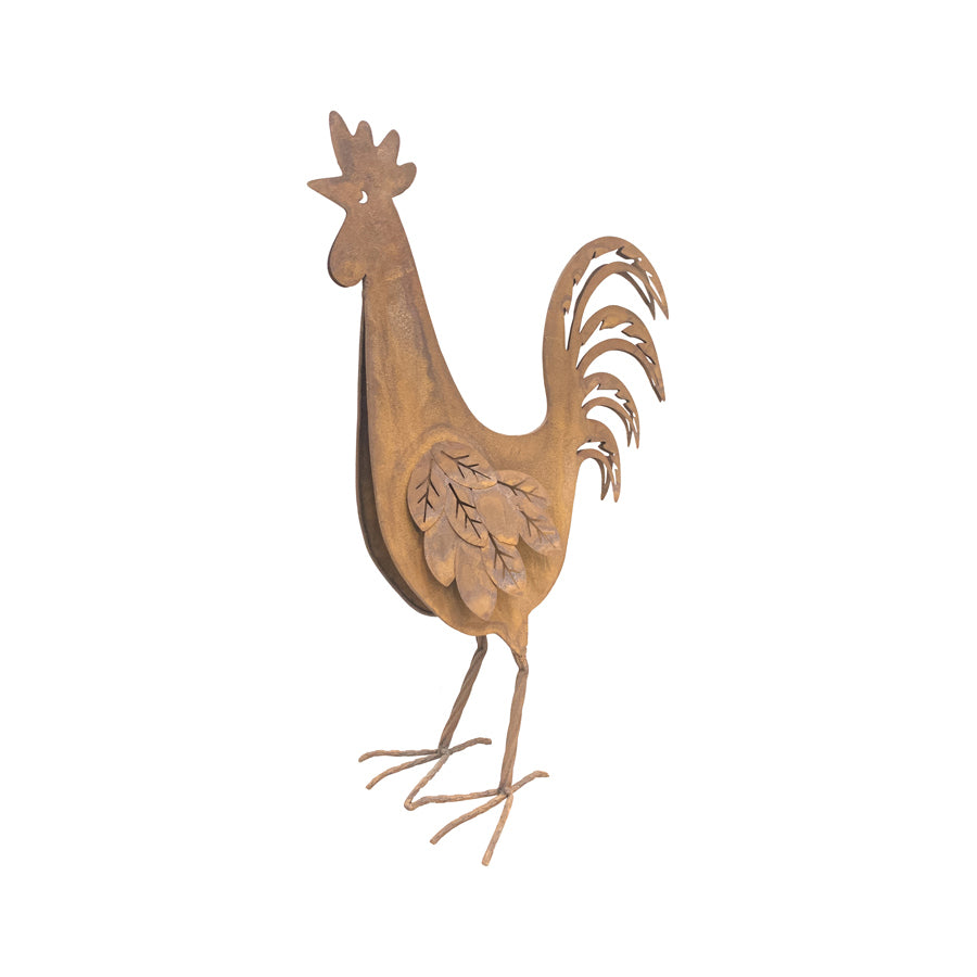 Willow &amp; Silk Rusty 48cm Rooster Garden Figurine/Statue