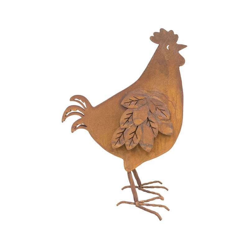 Willow &amp; Silk Metal 35cm Rusty Chook/Rooster Garden Figurine/Statue