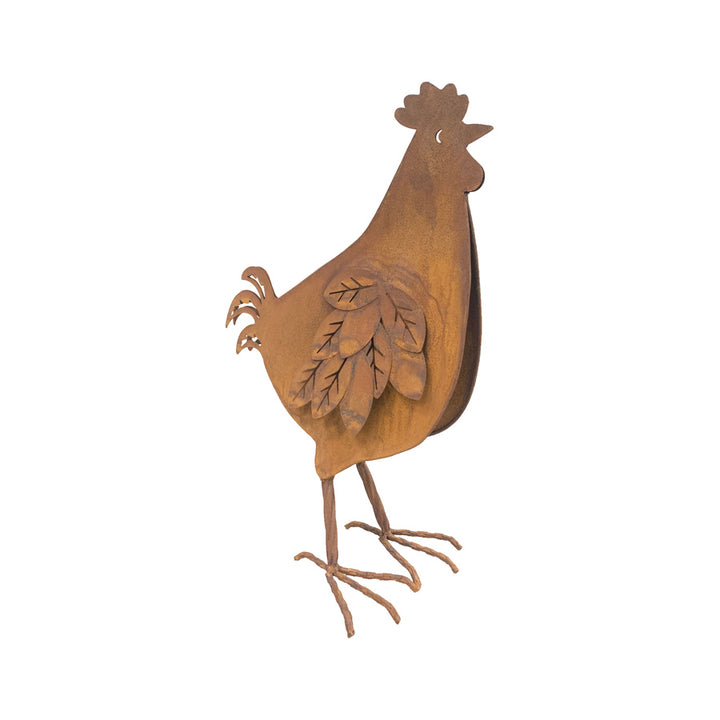 Willow &amp; Silk Metal 35cm Rusty Chook/Rooster Garden Figurine/Statue
