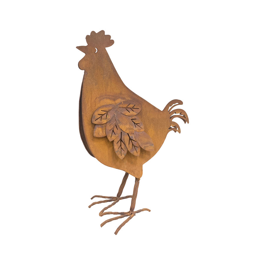 Willow &amp; Silk Metal 35cm Rusty Chook/Rooster Garden Figurine/Statue