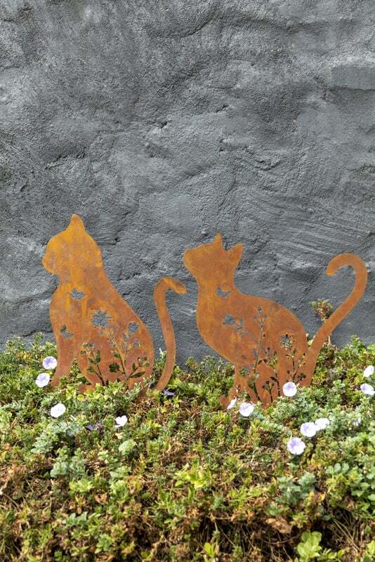 Willow &amp; Silk Cat Outdoor Garden Stakes Set of 2