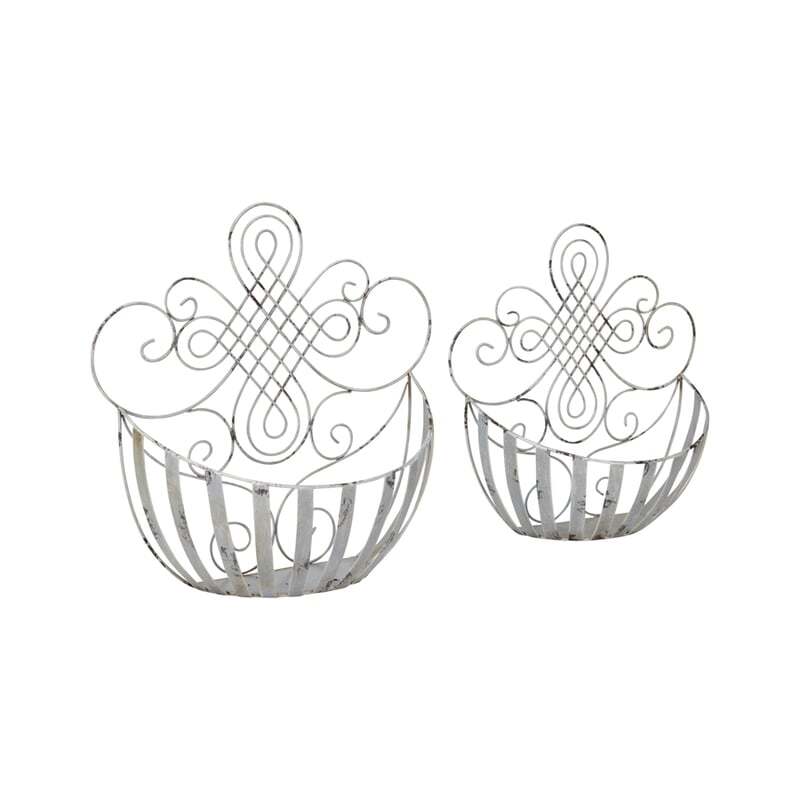 Willow &amp; Silk Nested 39cm/33cm Set of 2 Metal Fleur Wall Planter
