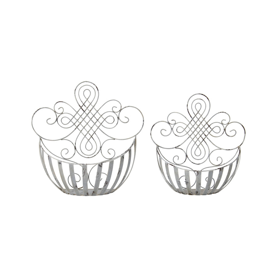 Willow &amp; Silk Nested 39cm/33cm Set of 2 Metal Fleur Wall Planter