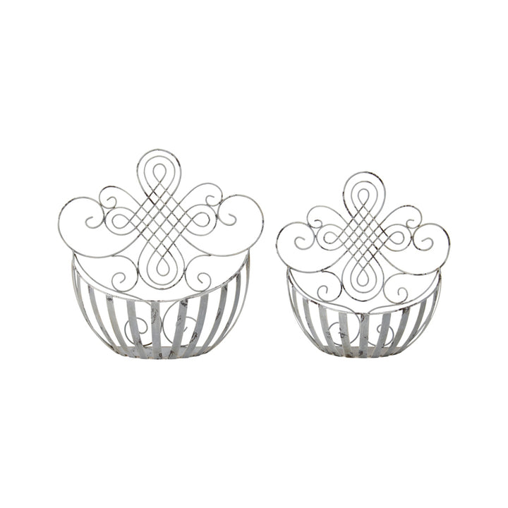 Willow &amp; Silk Nested 39cm/33cm Set of 2 Metal Fleur Wall Planter
