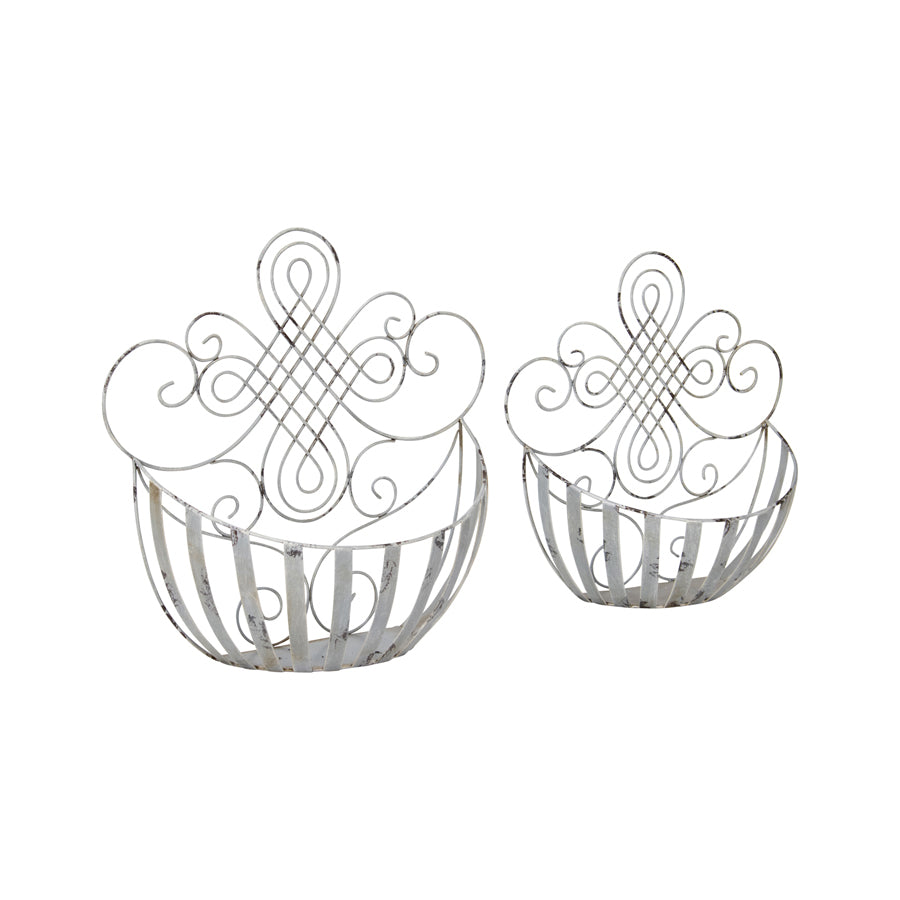 Willow &amp; Silk Nested 39cm/33cm Set of 2 Metal Fleur Wall Planter
