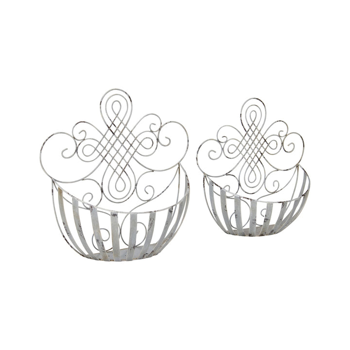 Willow &amp; Silk Nested 39cm/33cm Set of 2 Metal Fleur Wall Planter