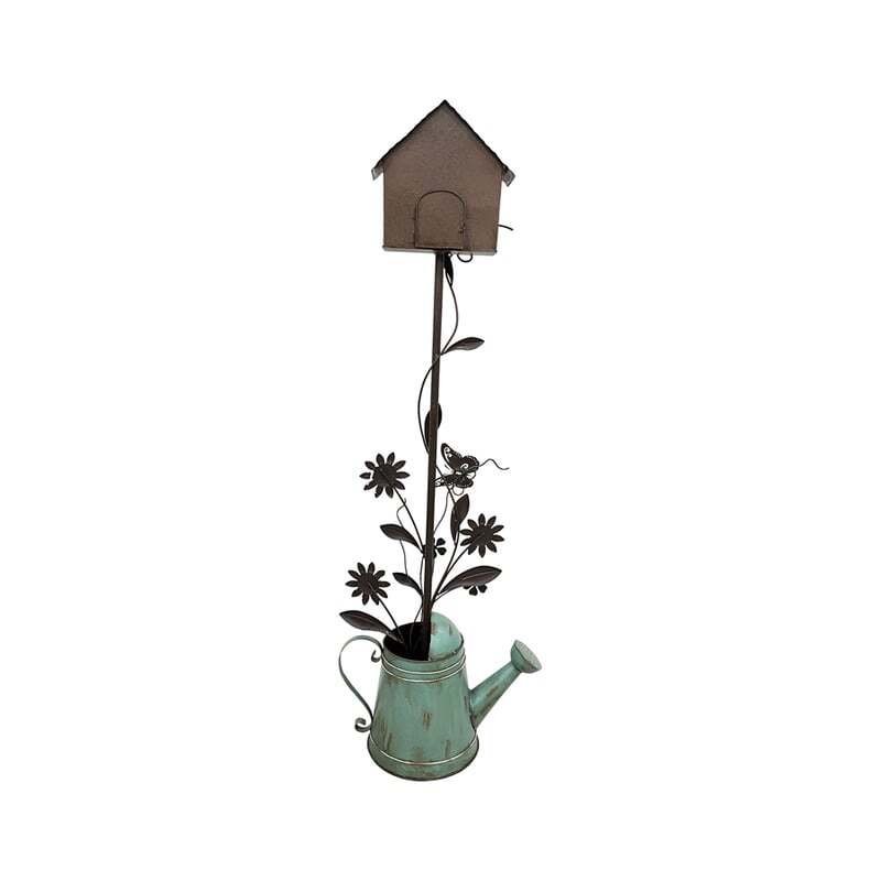 Willow &amp; Silk 125cm Standing Garden Bird House w/ Watering Can