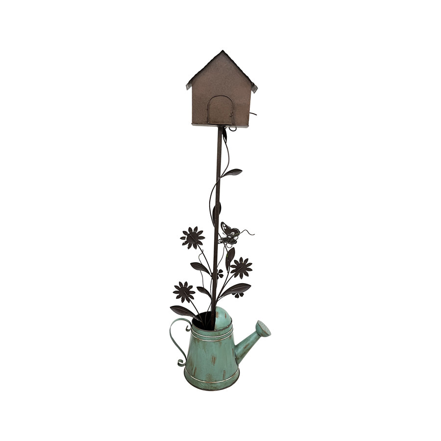 Willow &amp; Silk 125cm Standing Garden Bird House w/ Watering Can