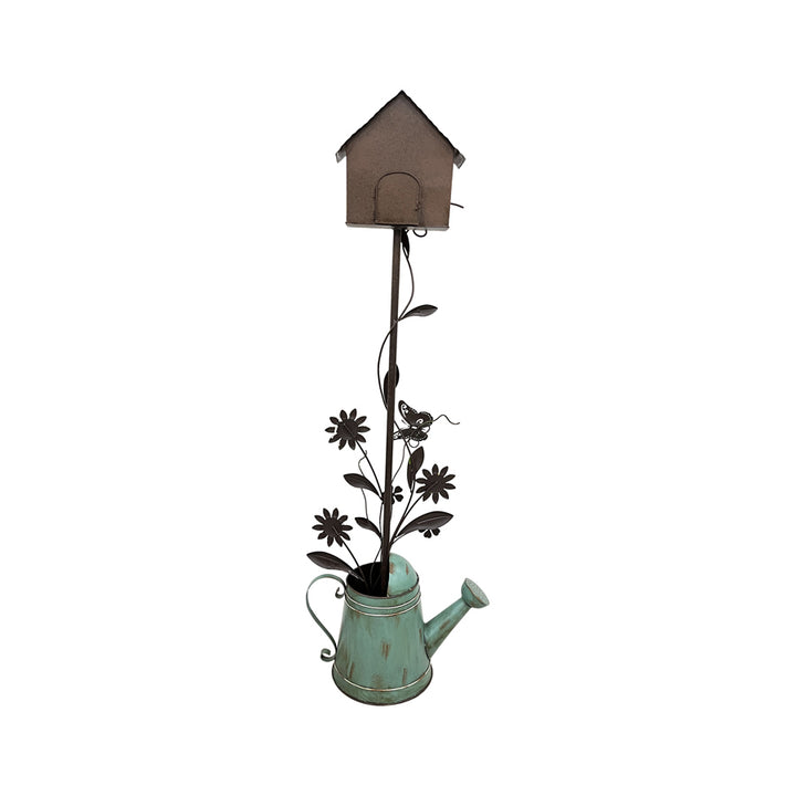 Willow &amp; Silk 125cm Standing Garden Bird House w/ Watering Can