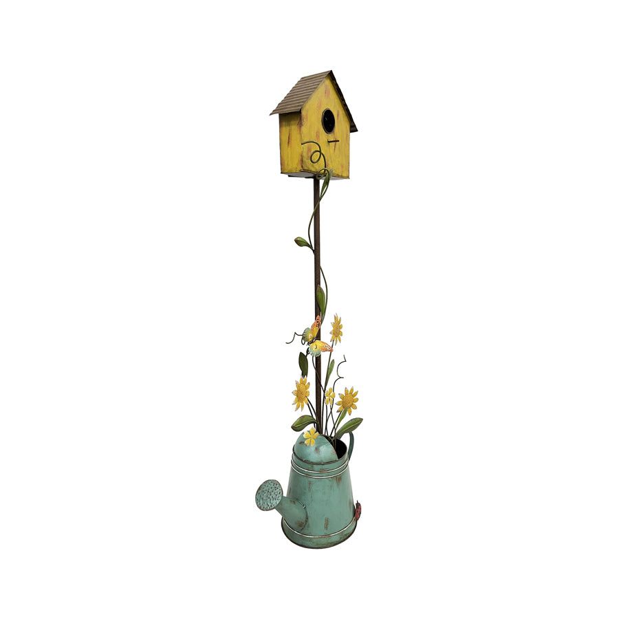 Willow &amp; Silk 125cm Standing Garden Bird House w/ Watering Can