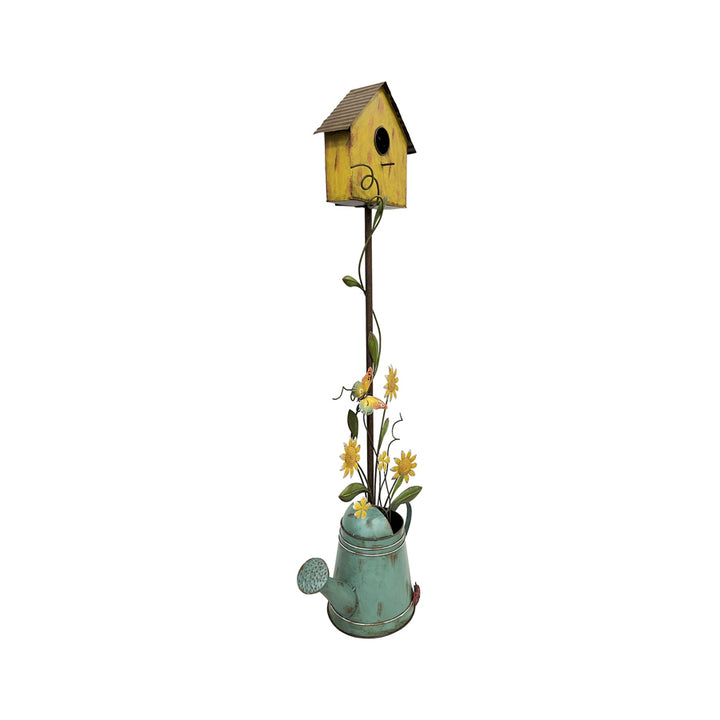Willow &amp; Silk 125cm Standing Garden Bird House w/ Watering Can