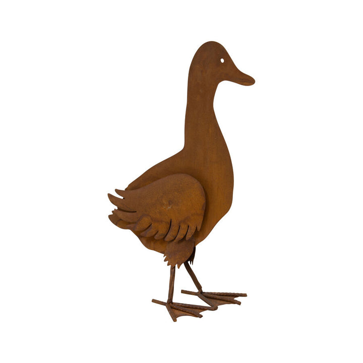 Willow &amp; Silk Rusty 40cm Metal Duck Garden Figurine/Statue