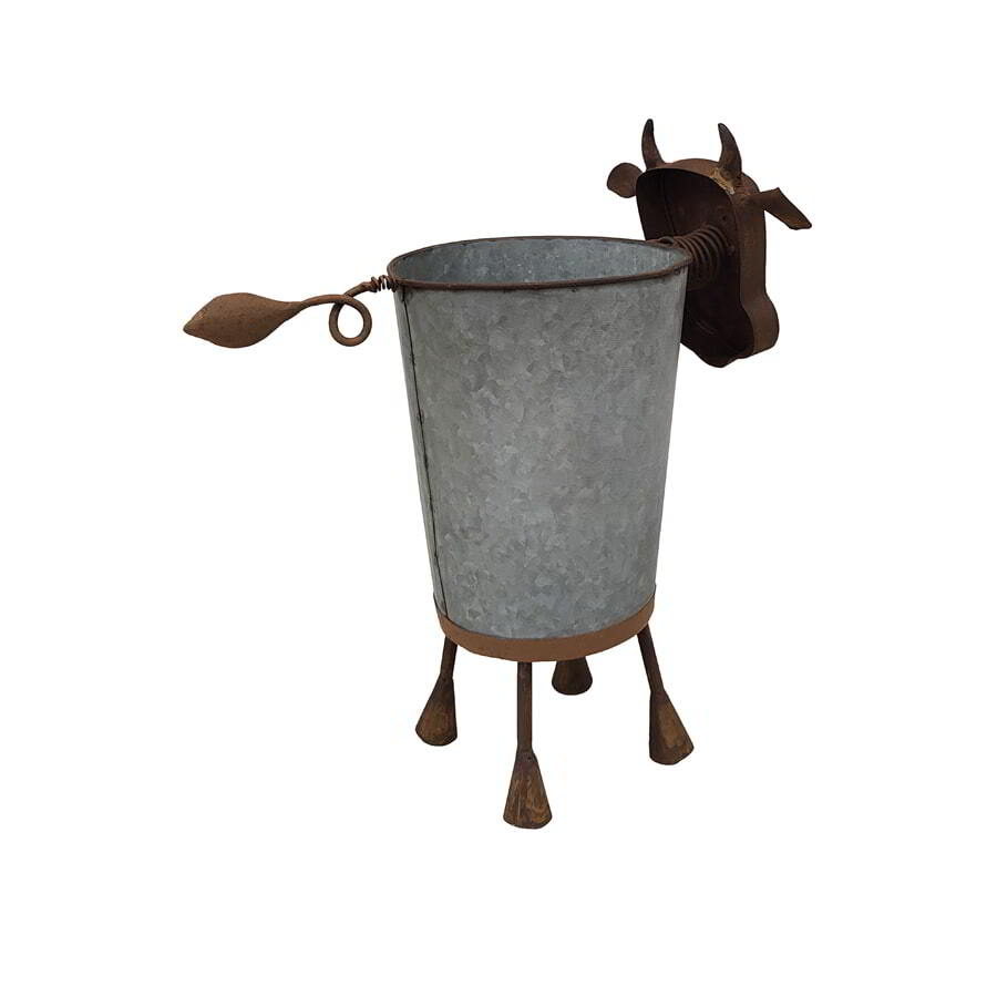 Willow &amp; Silk Cow Pot Planter - Rust