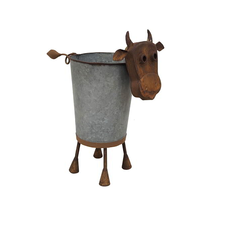 Willow &amp; Silk Cow Pot Planter - Rust