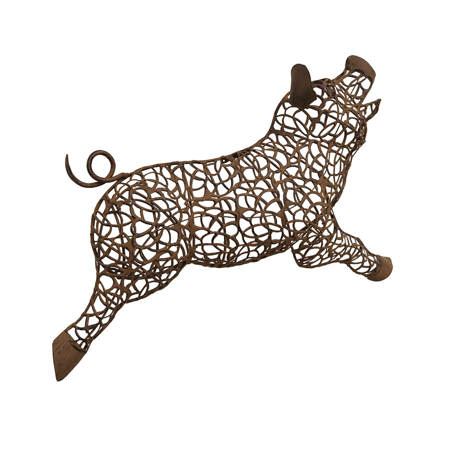 Willow &amp; Silk Metal 49cm Rusty Farm Pig Hanging Wall Art