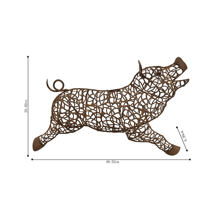 Willow &amp; Silk Metal 49cm Rusty Farm Pig Hanging Wall Art