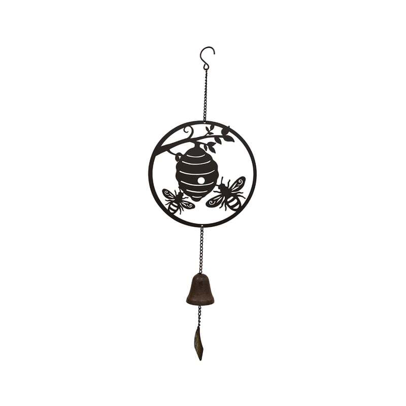 Willow &amp; Silk Hanging Metal Decor Beehive &amp; Honey Bees Bell