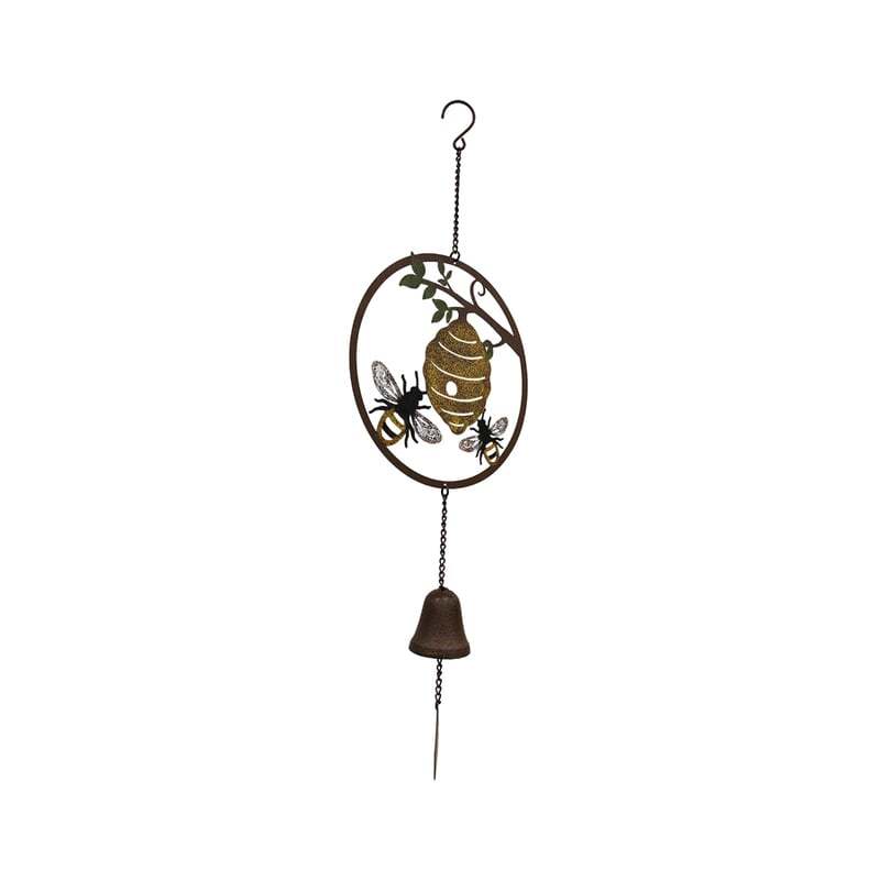 Willow &amp; Silk Hanging Metal Decor Beehive &amp; Honey Bees Bell