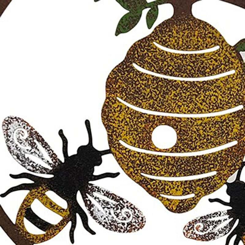 Willow &amp; Silk Hanging Metal Decor Beehive &amp; Honey Bees Bell