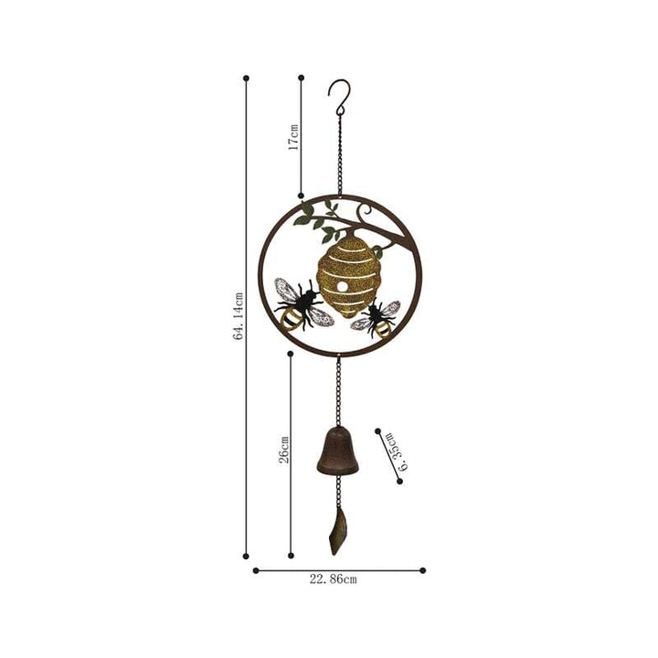 Willow &amp; Silk Hanging Metal Decor Beehive &amp; Honey Bees Bell