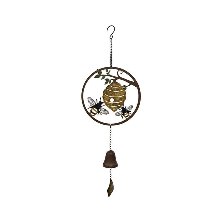 Willow &amp; Silk Hanging Metal Decor Beehive &amp; Honey Bees Bell
