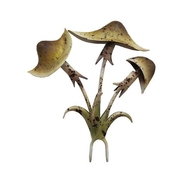 Willow &amp; Silk Metal 20.5cm Yellow Mushroom Bunch Garden Stake