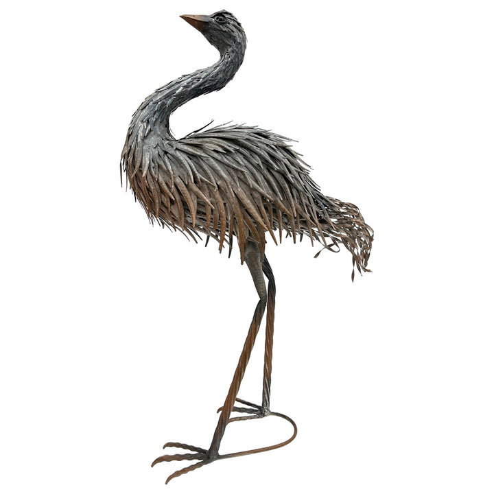 Willow &amp; Silk Animal Figurine Emu Looking Up 46x28x86cm Grey/Rust