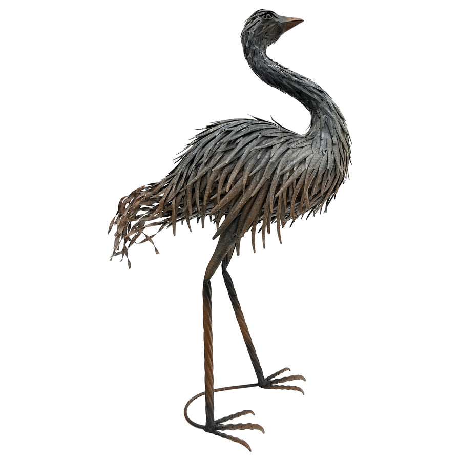Willow &amp; Silk Animal Figurine Emu Looking Up 46x28x86cm Grey/Rust