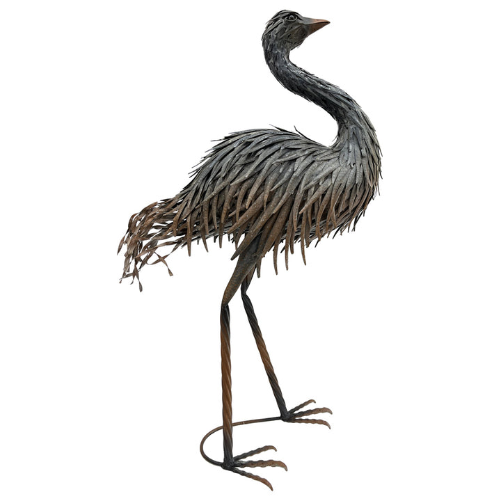 Willow &amp; Silk Animal Figurine Emu Looking Up 46x28x86cm Grey/Rust