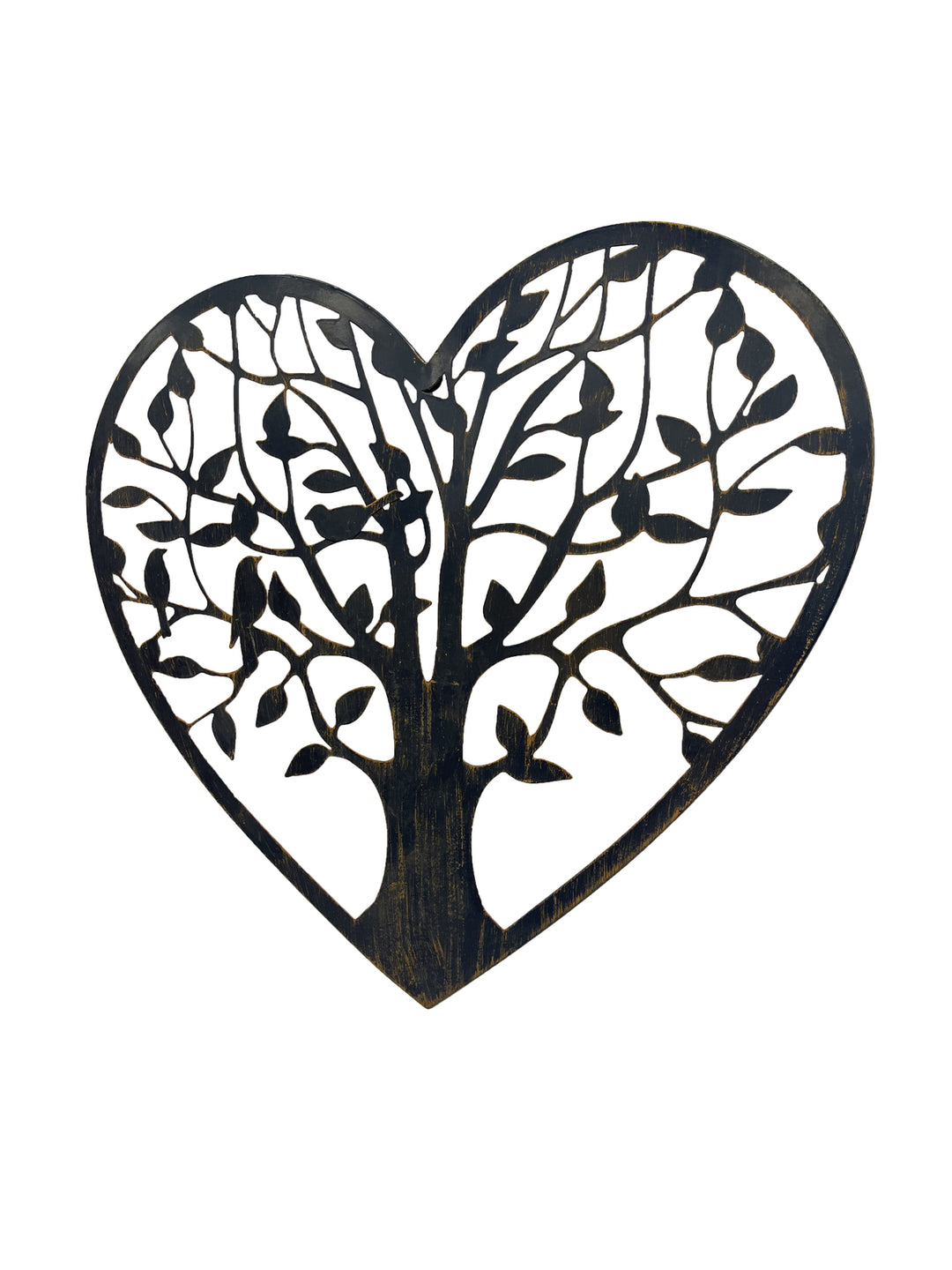 Willow &amp; Silk Laser-Cut 45cm Metal Tree of Life Heart w/ Birds Wall Art