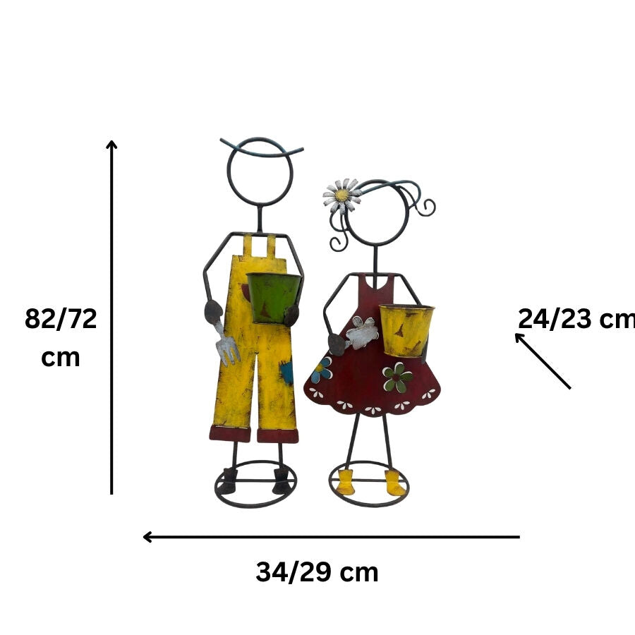 Willow &amp; Silk Metal 82cm/ 72cm Set of 2 Colourful Farm Kid Garden Planters