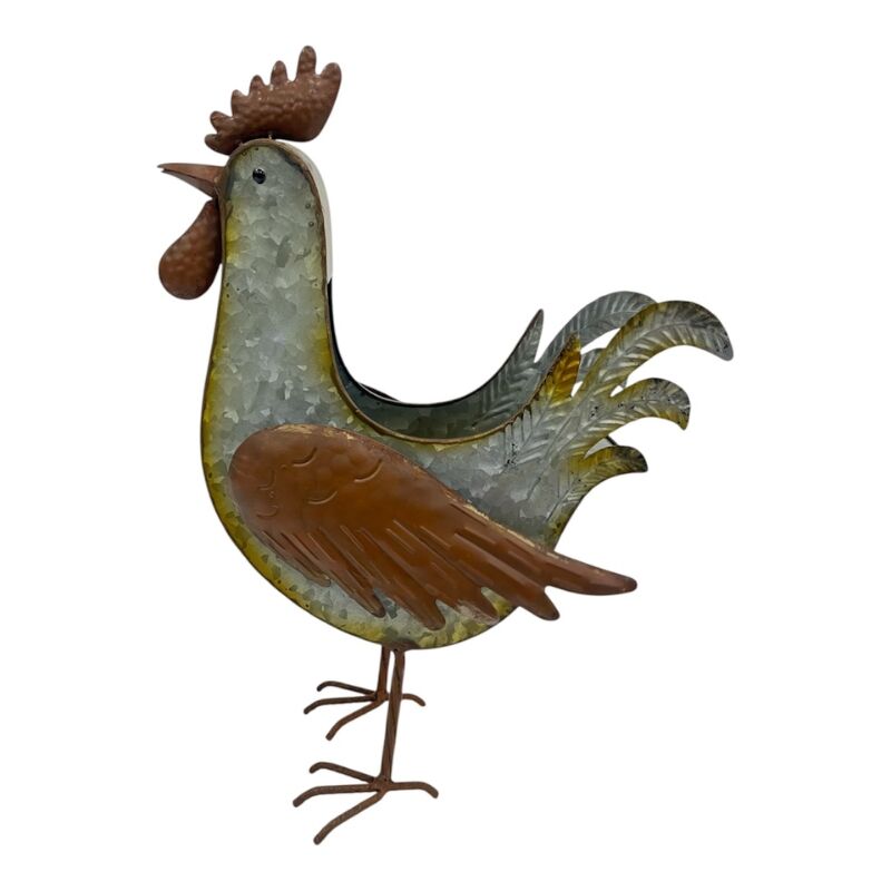 Willow &amp; Silk Distress Finish Rooster Planter/Storage Holder 30x14x39.5cm
