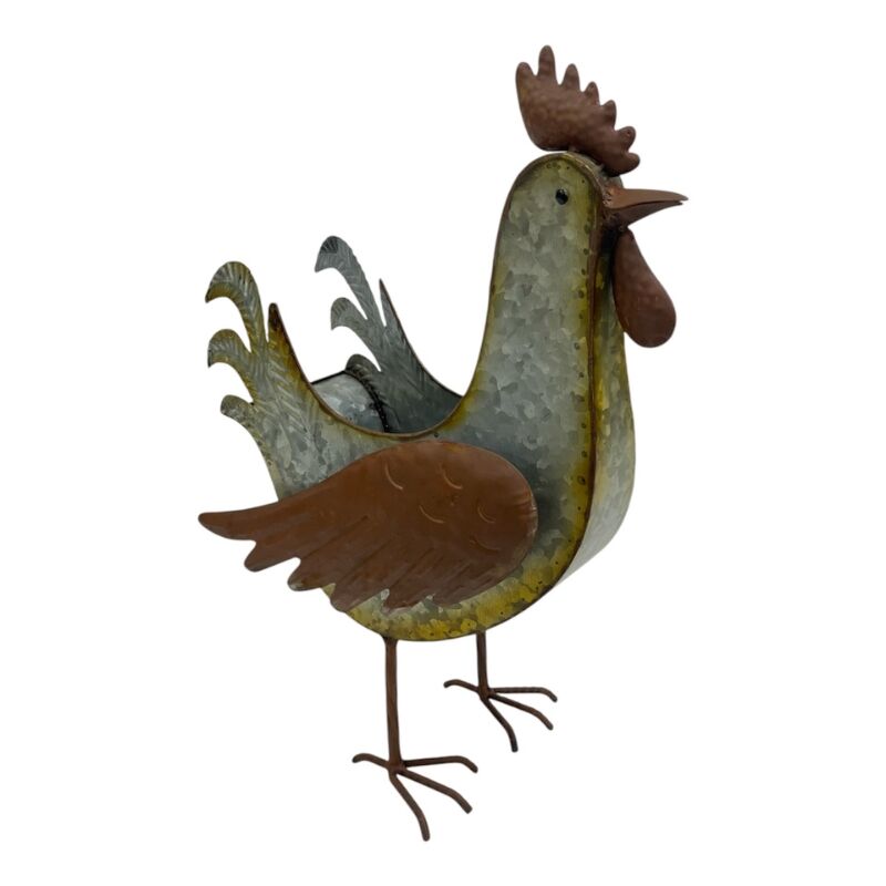 Willow &amp; Silk Distress Finish Rooster Planter/Storage Holder 30x14x39.5cm