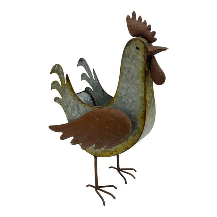 Willow &amp; Silk Distress Finish Rooster Planter/Storage Holder 30x14x39.5cm
