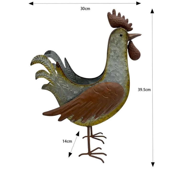 Willow &amp; Silk Distress Finish Rooster Planter/Storage Holder 30x14x39.5cm