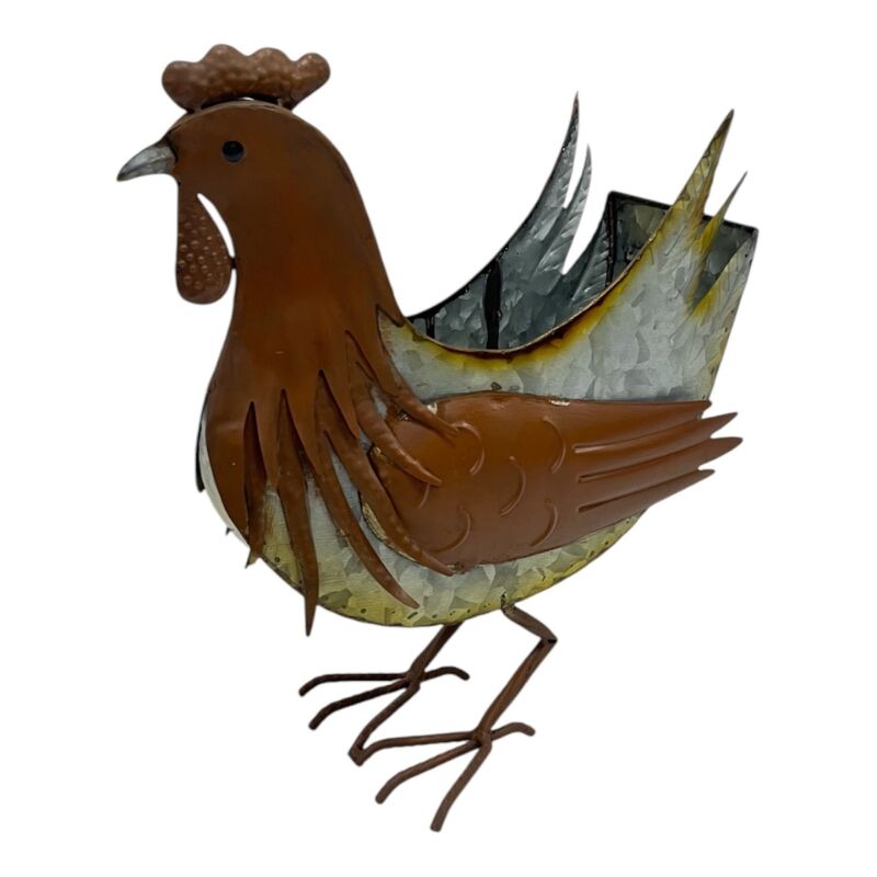 Willow &amp; Silk Distress Finish Chicken Planter/Storage Holder 26x11.5x30.5cm