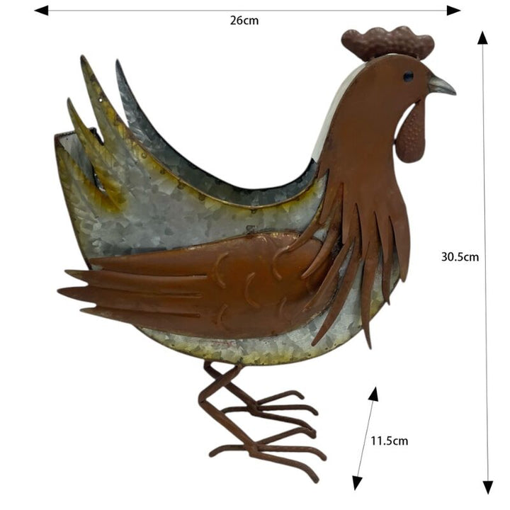 Willow &amp; Silk Distress Finish Chicken Planter/Storage Holder 26x11.5x30.5cm