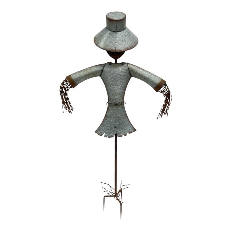 Willow &amp; Silk Scarecrow Garden Stake Statue 84x25.5x130cm