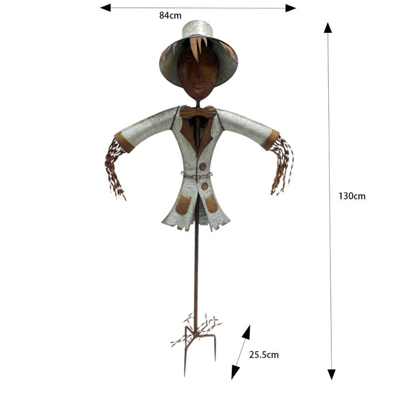 Willow &amp; Silk Scarecrow Garden Stake Statue 84x25.5x130cm