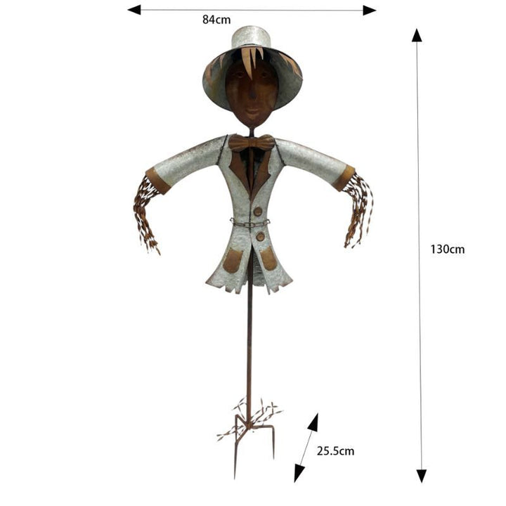 Willow &amp; Silk Scarecrow Garden Stake Statue 84x25.5x130cm
